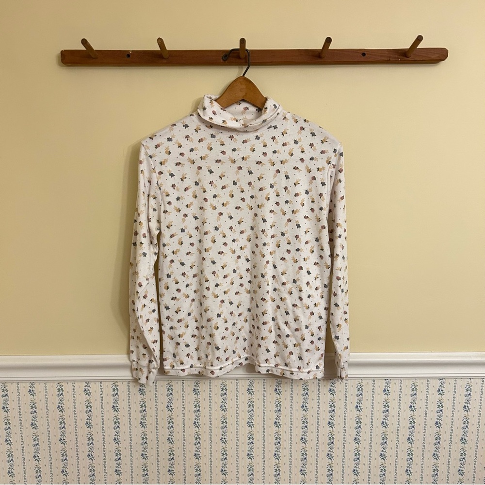 VINTAGE Separate Issue Floral Turtleneck Long Sleeve Top